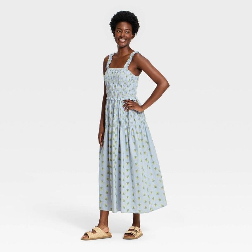 Universal Thread - Women's Smocked Maxi A-Line Dress - Universal Thre Blue